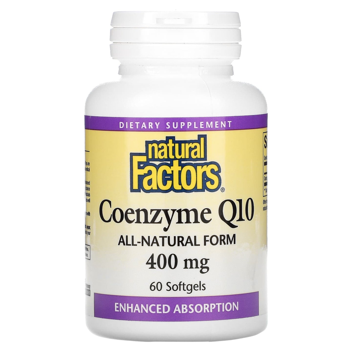 Natural Factors, Coenzyme Q10, 400 mg, 60 Softgels UPC 068958207254 | Hilife Vitamins