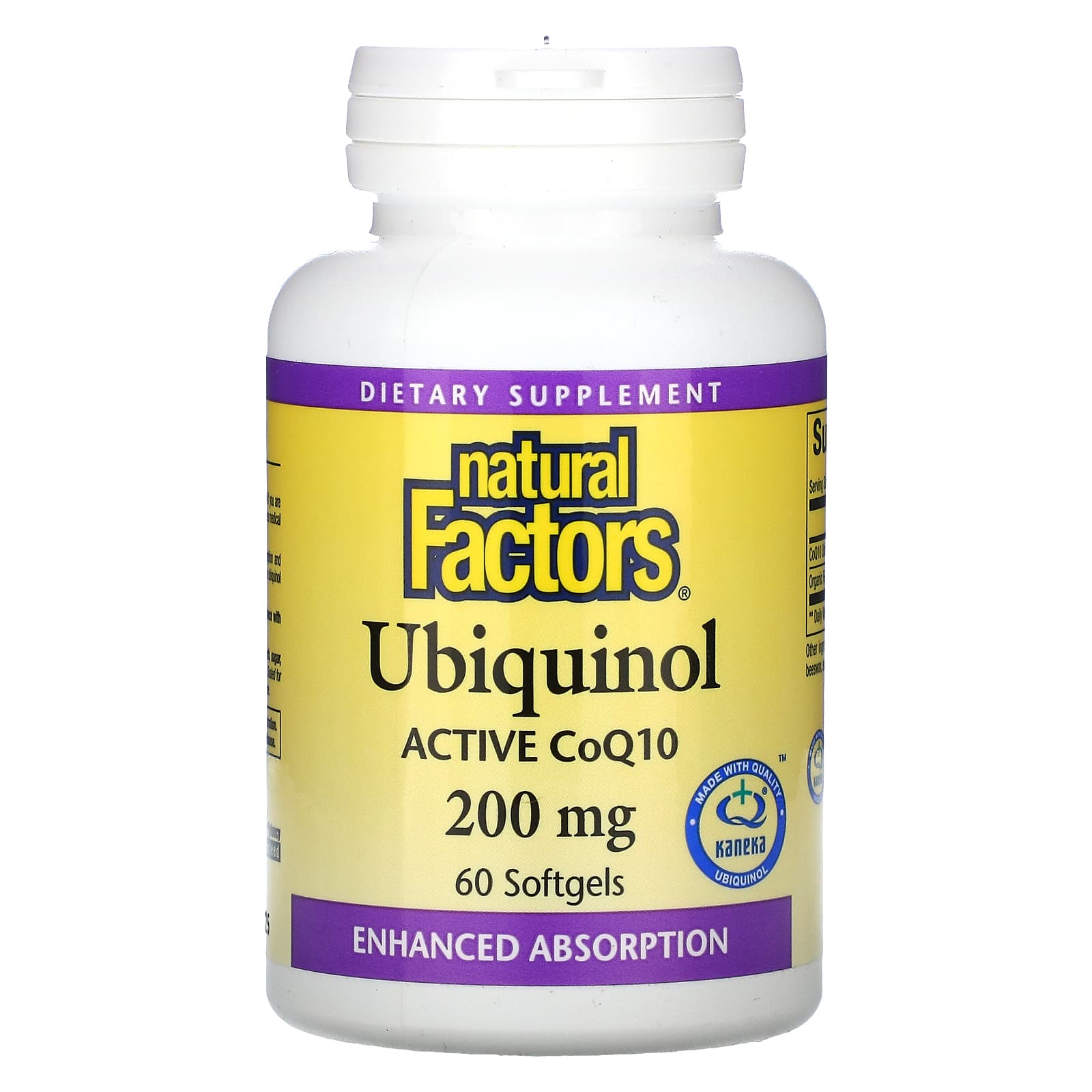 Natural Factors, Ubiquinol, 200 mg, 60 Softgels UPC 068958207308 | Hilife Vitamins
