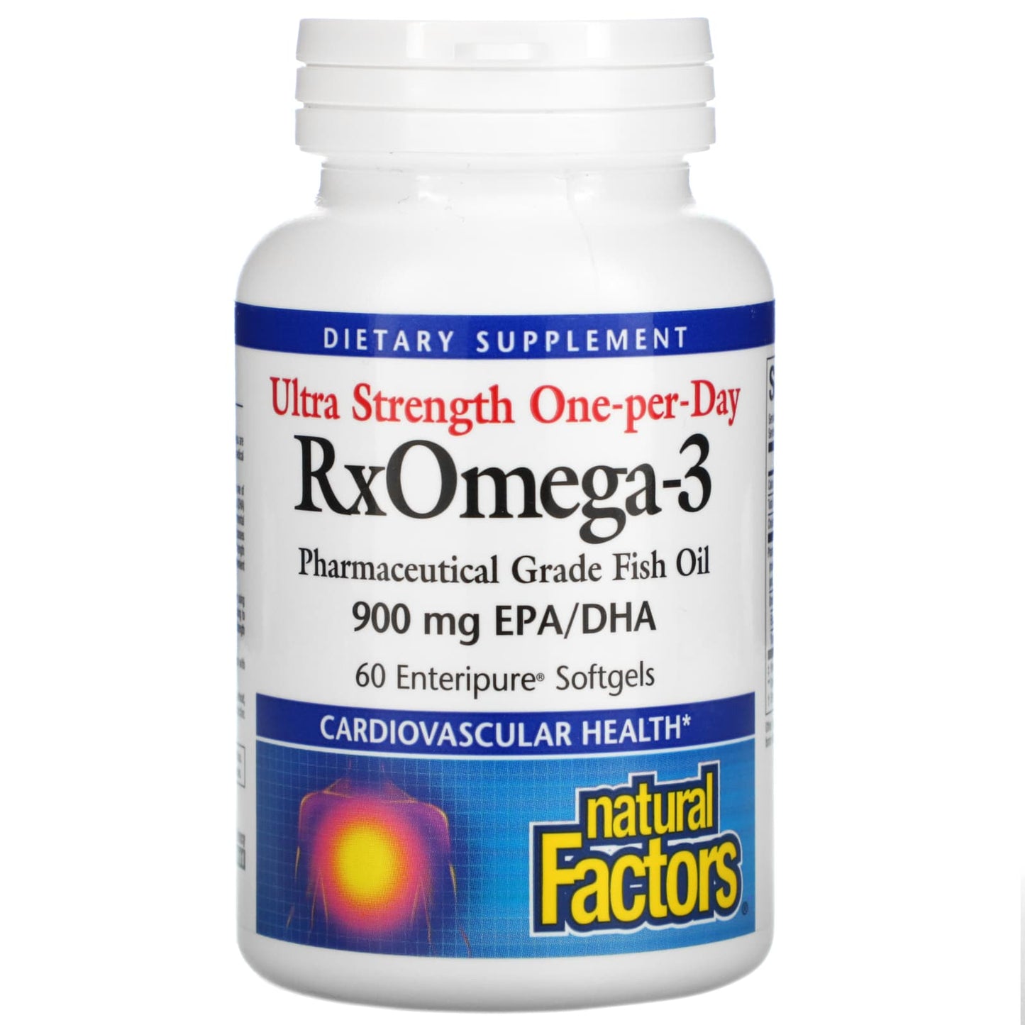 Natural Factors, Ultra Strength One-Per-Day RxOmega-3, 9, 60 Enteripure Softgels UPC 068958354903 | Hilife Vitamins