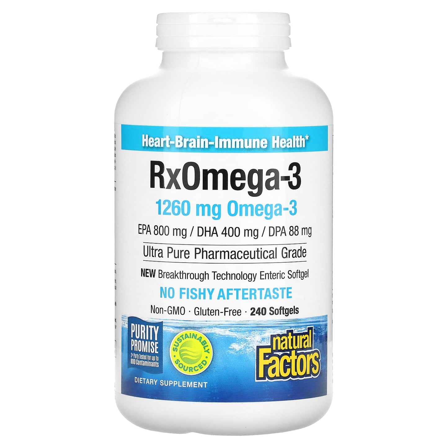 Natural Factors, Rx Omega-3, 630 mg, 240 Softgels UPC 068958354910 | Hilife Vitamins