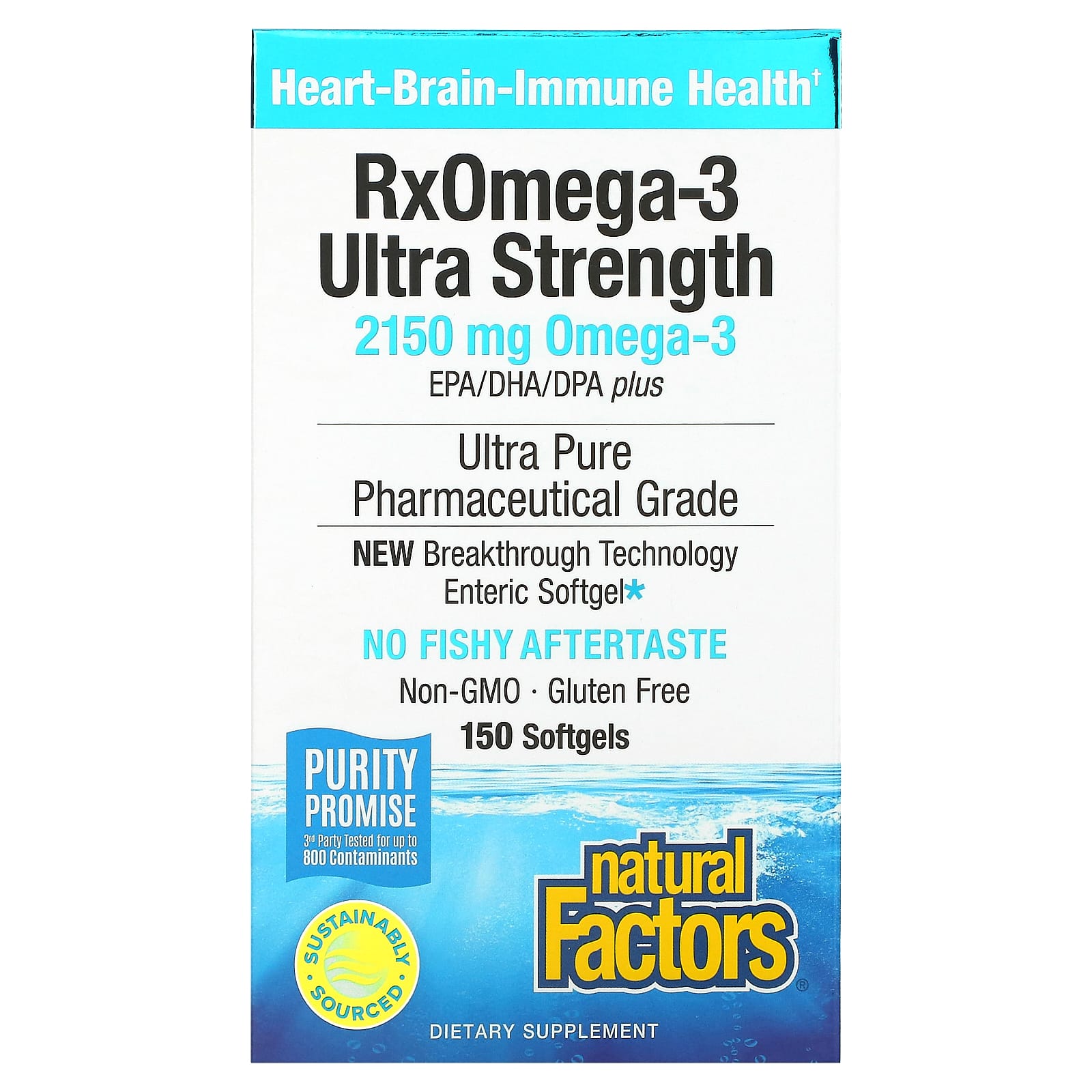 Natural Factors, RxOmega-3 Ultra Strength, 1,075 mg, 150 Softgels UPC 068958354934 | Hilife Vitamins