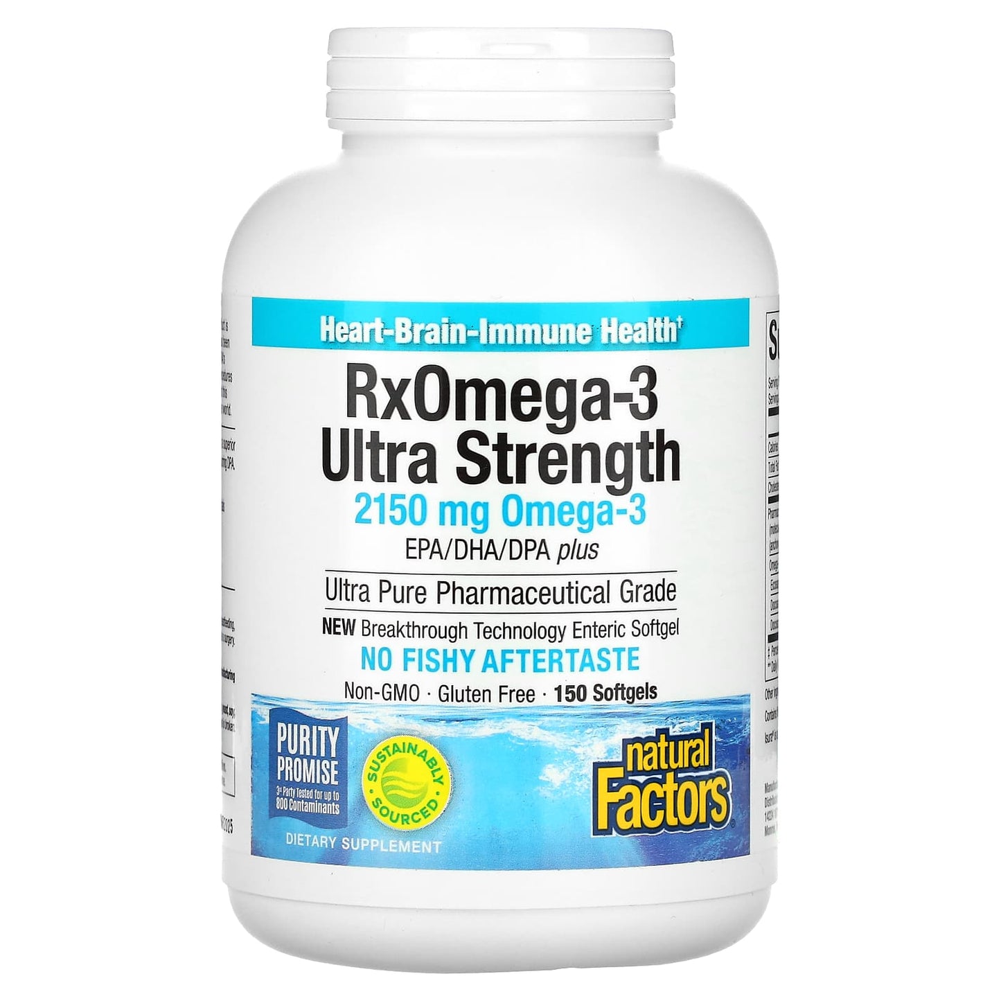 Natural Factors, RxOmega-3 Ultra Strength, 1,075 mg, 150 Softgels UPC 068958354934 | Hilife Vitamins