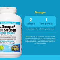 Natural Factors, RxOmega-3 Ultra Strength, 150 Softgels UPC 068958354934 | Hilife Vitamins