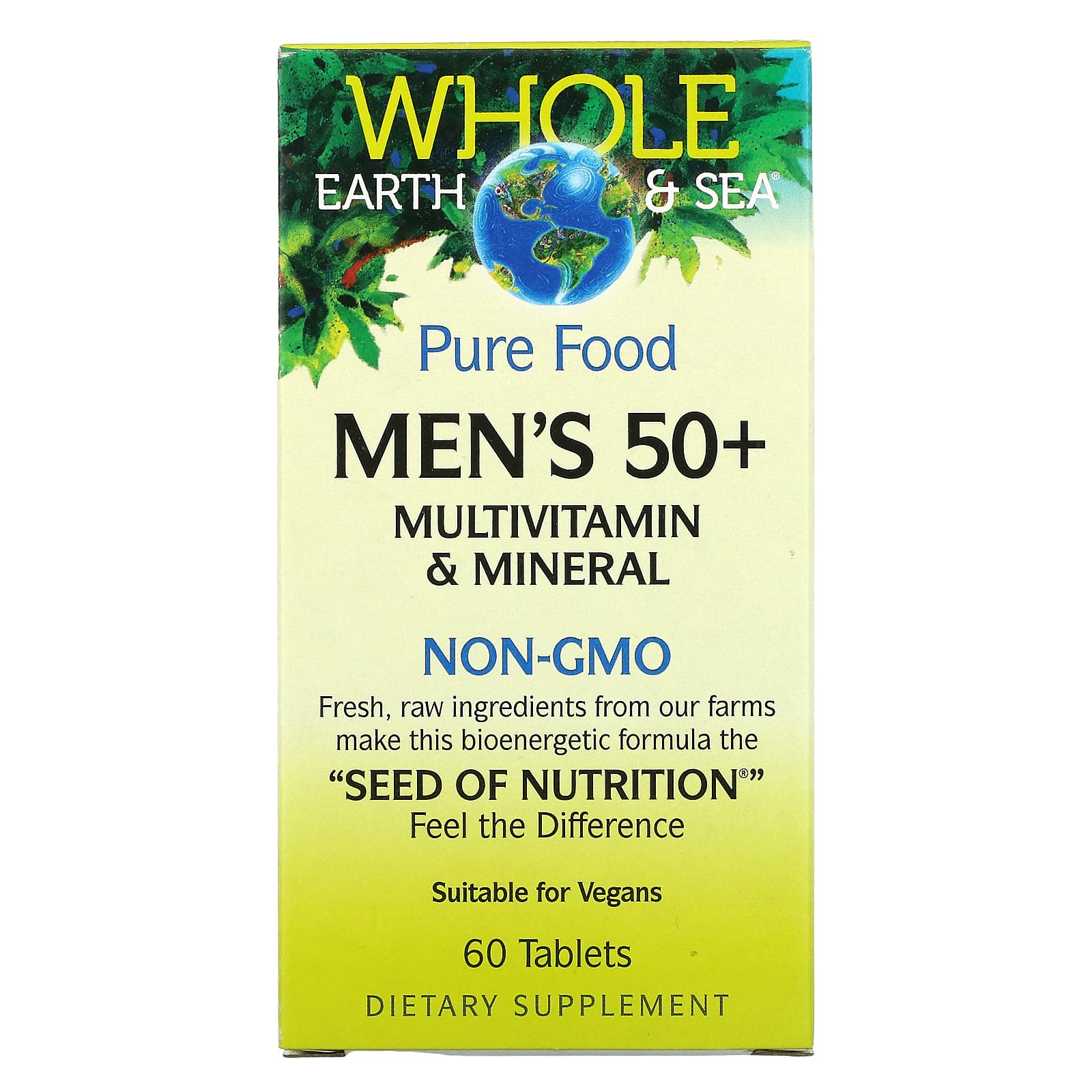 Natural Factors, Whole Earth & Sea Men's 50+ Multivitamin & Mineral, 60 Tablets UPC 068958355030 | Hilife Vitamins