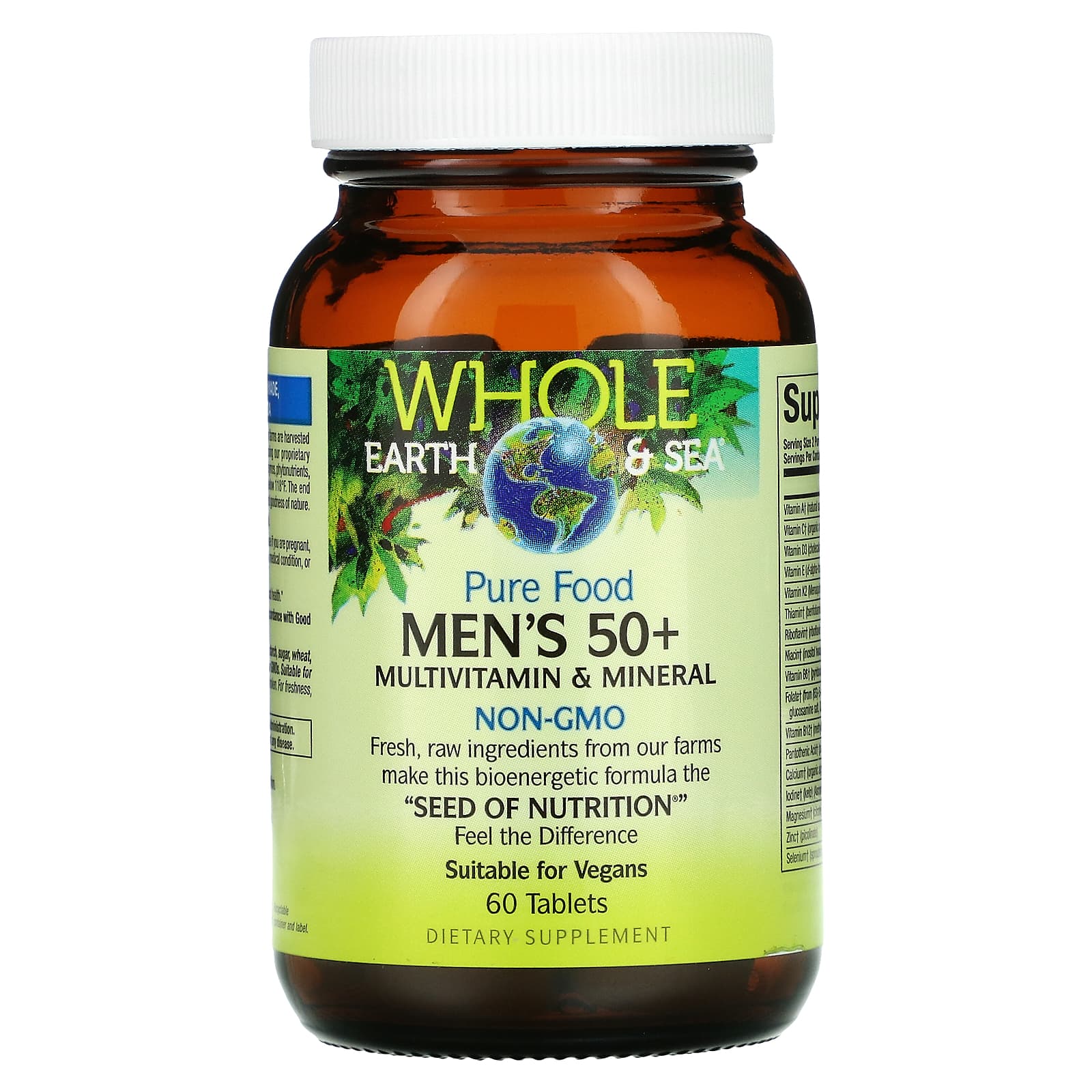 Natural Factors, Whole Earth & Sea Men's 50+ Multivitamin & Mineral, 60 Tablets UPC 068958355030 | Hilife Vitamins