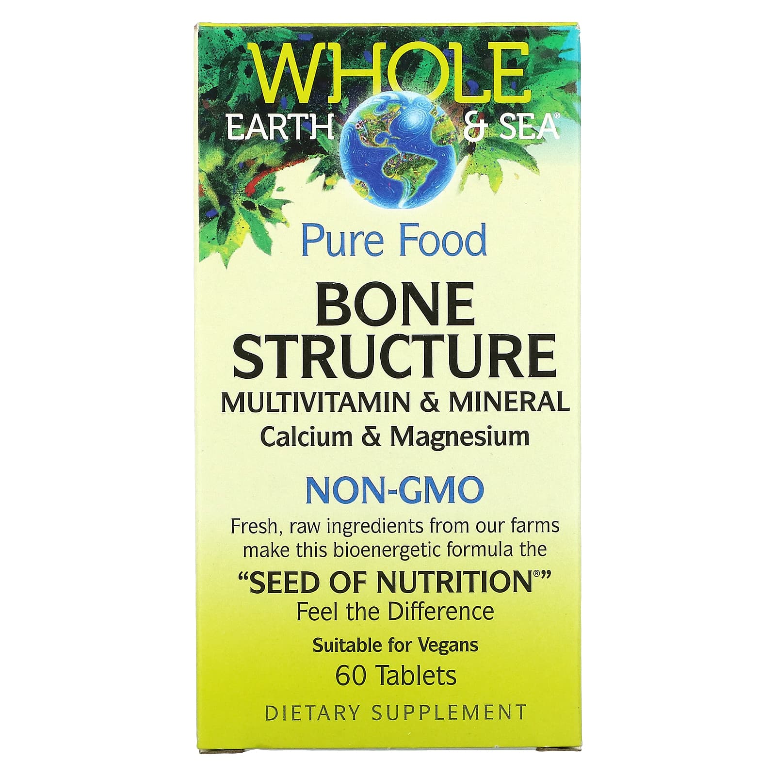 Natural Factors, Whole Earth & Sea Bone Structure Multivitamin & Mineral Description, 60 Tablets UPC 068958355054