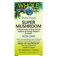 Natural Factors, Whole Earth & Sea, Super Mushroom Description, 60 Capsules UPC 068958355108 | Hilife Vitamins