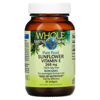 Natural Factors, Whole Earth & Sea, Sunflower Vitamin E 400   IU, 90 Softgels UPC 068958355139 | Hilife Vitamins
