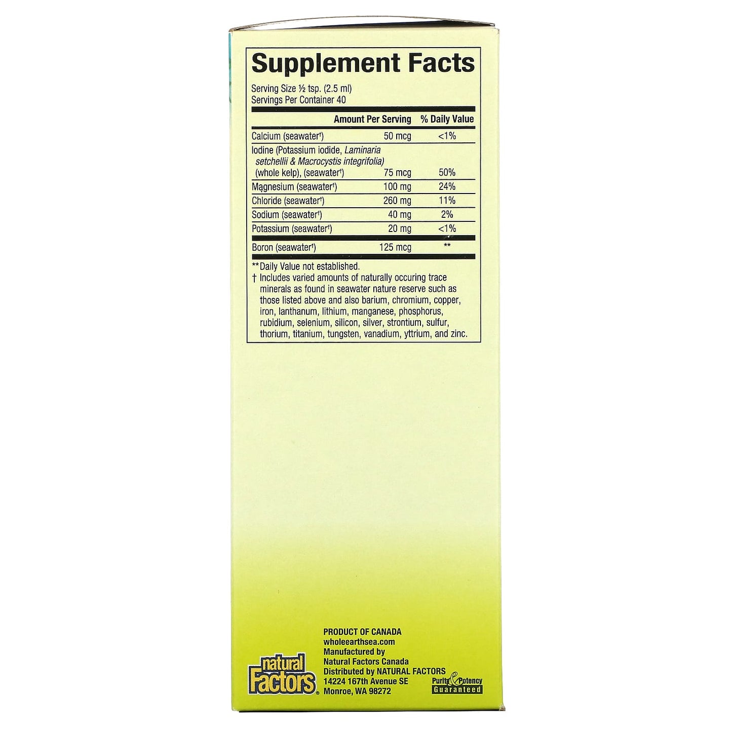 Natural Factors, Whole Earth & Sea, Deep Ocean Minerals, 3.38 oz UPC 068958355146 | Hilife Vitamins