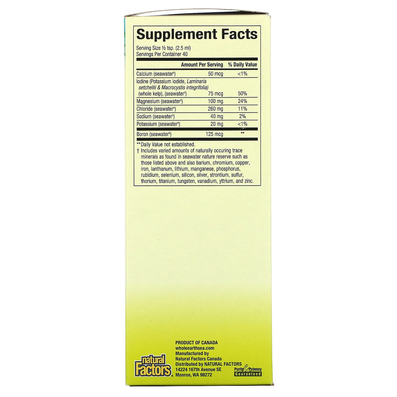 Natural Factors, Whole Earth & Sea, Deep Ocean Minerals, 3.38 oz UPC 068958355146 | Hilife Vitamins