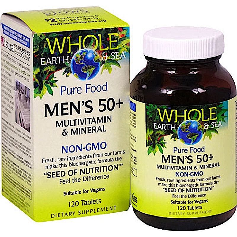 Natural Factors, Whole Earth & Sea Men's 50+ Multivitamin & Mineral, 120 Tablets UPC 068958355214 | Hilife Vitamins