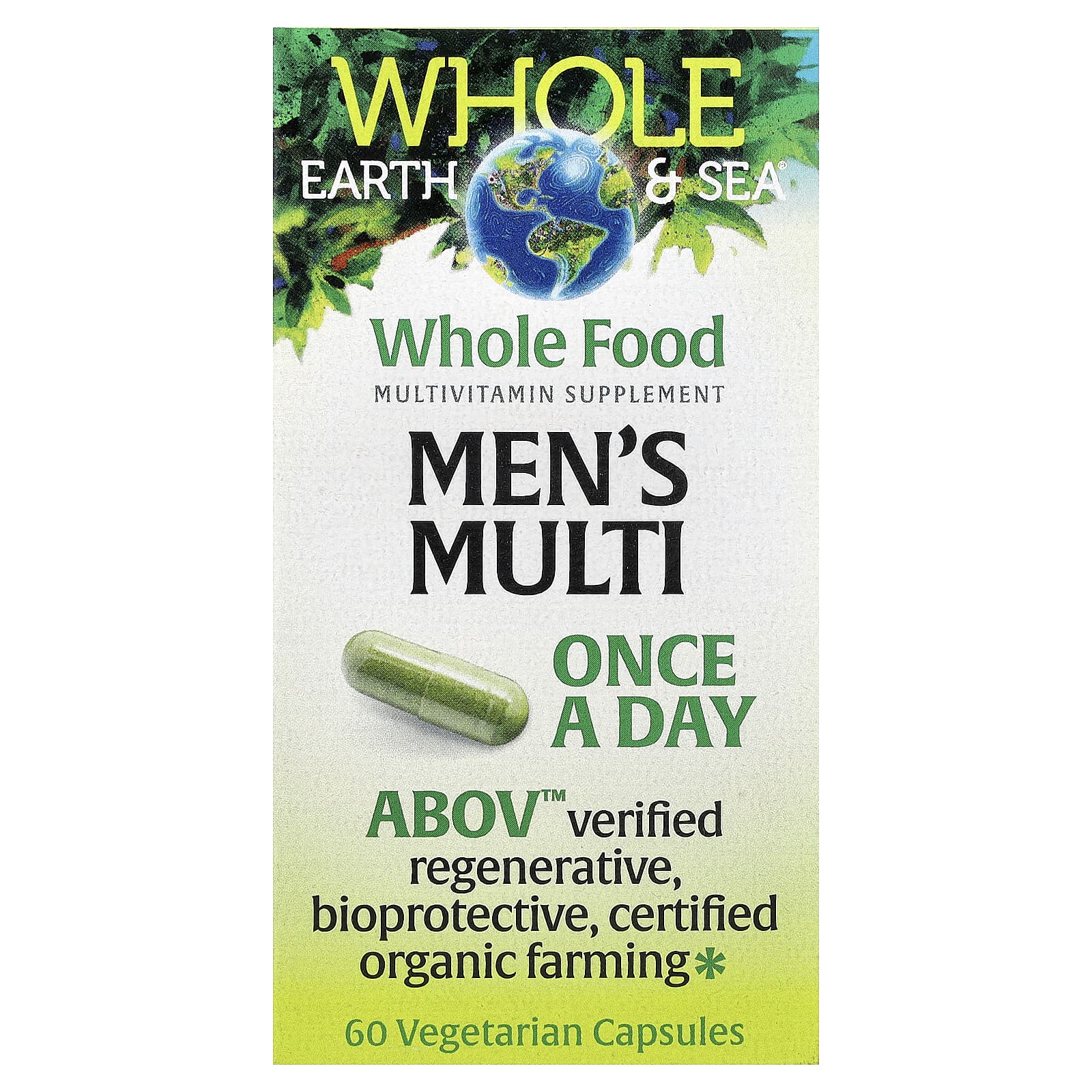 Natural Factors, Whole Earth & Sea®, Men's Multi, 60 Vegetarian Capsules UPC 068958355658 | Hilife Vitamins