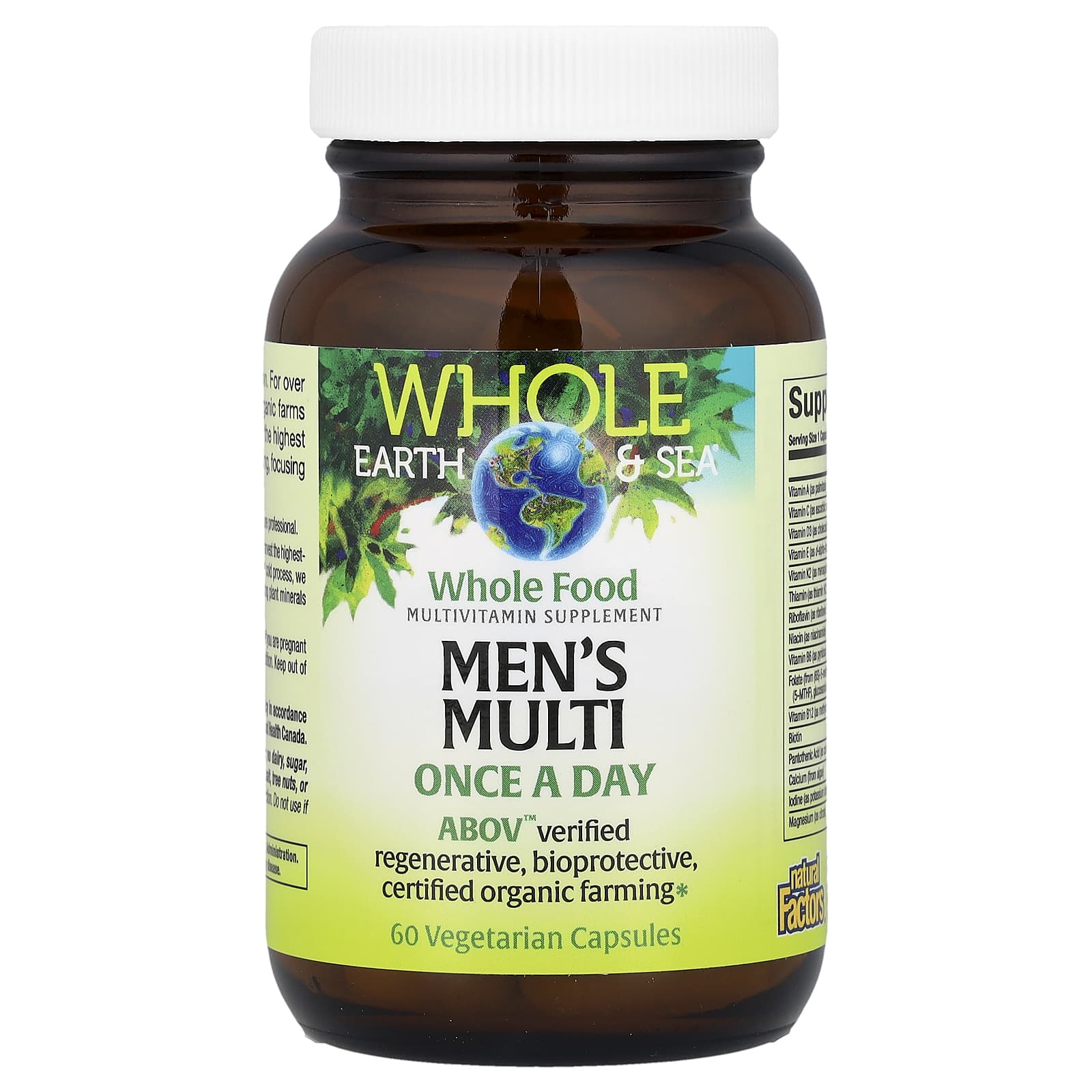Natural Factors, Whole Earth & Sea®, Men's Multi, 60 Vegetarian Capsules UPC 068958355658 | Hilife Vitamins