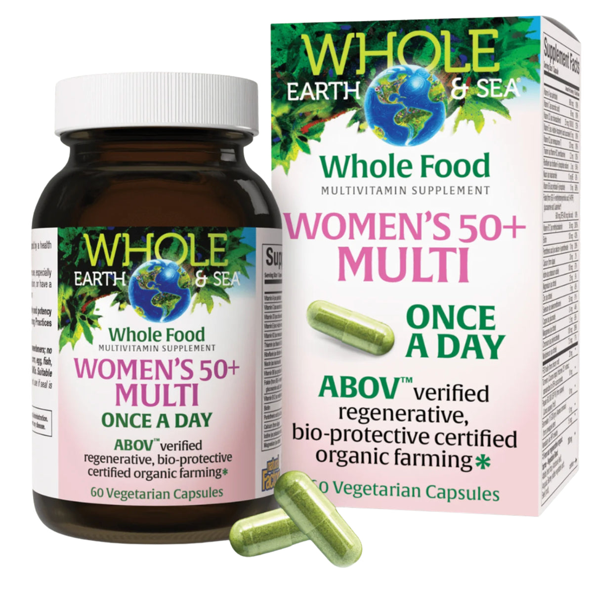 Natural Factors, Whole Earth & Sea®, Women’s 50+ Multi, Once A Day, 60 Vegetarian Capsules UPC 068958355689 | Hilife Vitamins