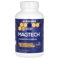 Natural Stacks, MagTech®, Magnesium Complex, 180 Vegan Capsules UPC 850038130770 | HiLife Vitamins