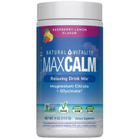 Natural Vitality, MaxCalm® Magnesium Citrate + Glycinate Raspberry-Lemon Flavor Powder, 4 oz (113 G) UPC 183405000094