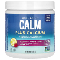 Natural Vitality, Calm Plus Calcium  RASP/LEM, 8 OZ UPC 183405043558 | Hilife Vitamins