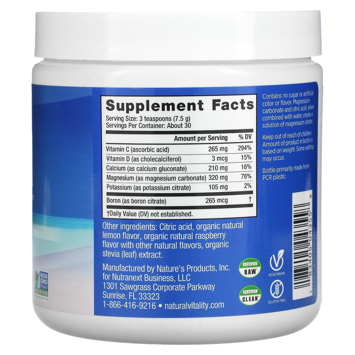 Natural Vitality, Calm Plus Calcium RASP/LEM, 8 OZ UPC 183405043558 | HiLife Vitamins