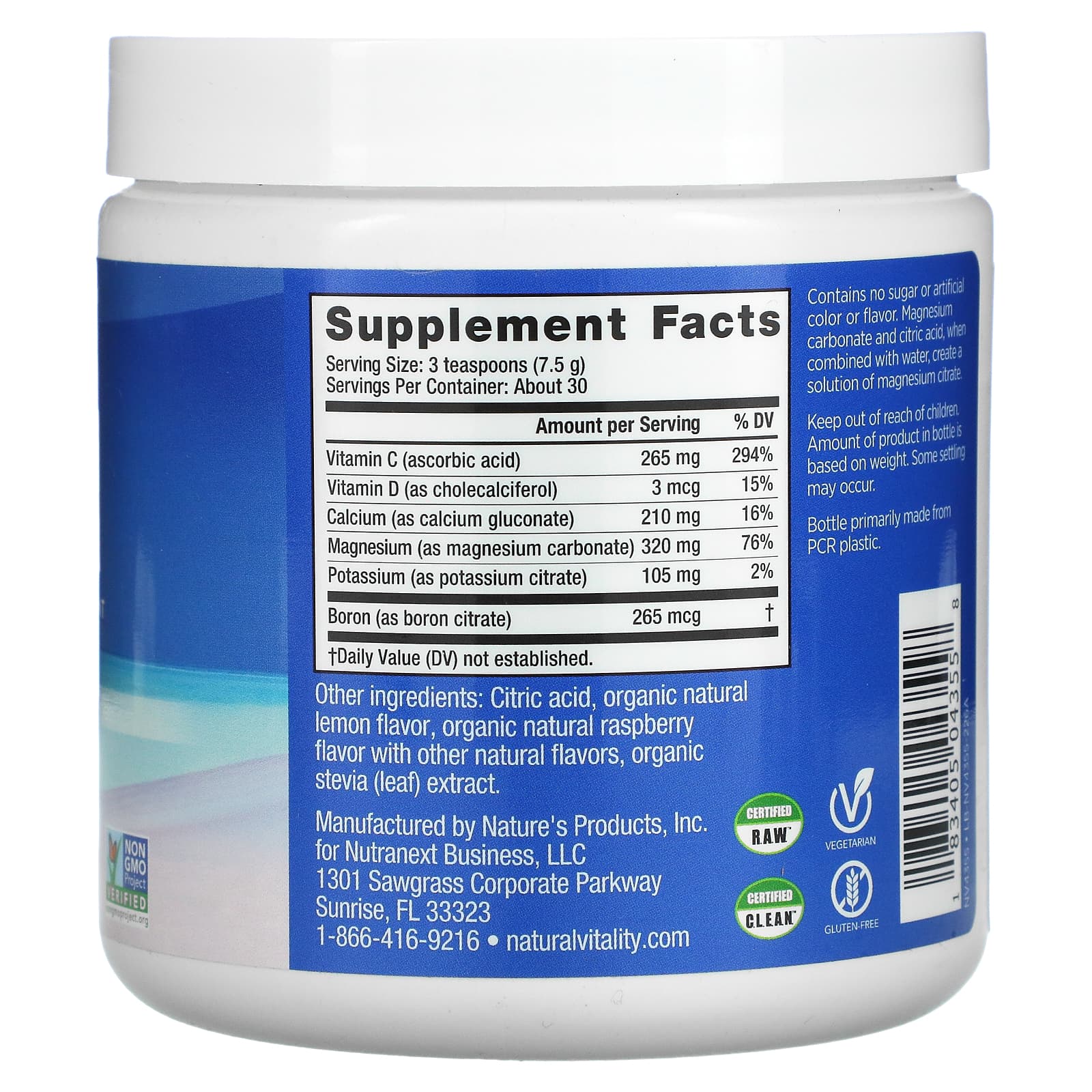 Natural Vitality, Calm Plus Calcium RASP/LEM, 8 OZ UPC 183405043558 | HiLife Vitamins