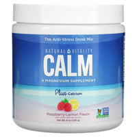 Natural Vitality, Calm Plus Calcium RASP/LEM, 8 OZ UPC 183405043558 | HiLife Vitamins