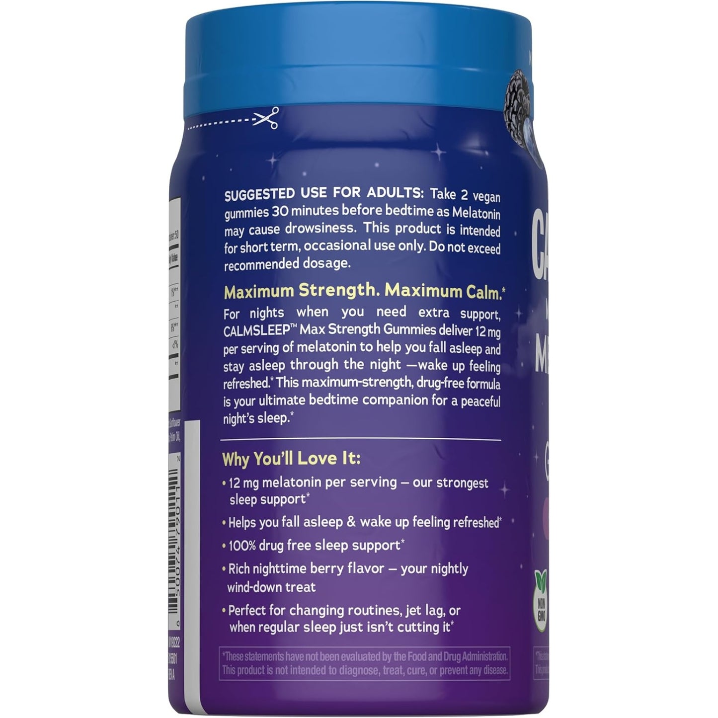 Natural Vitality, CALM Sleep Melatonin, 12 mg, Nighttime Berry Flavor, 100 Vegan Gummies UPC 850074790112 | Hilife Vitamins