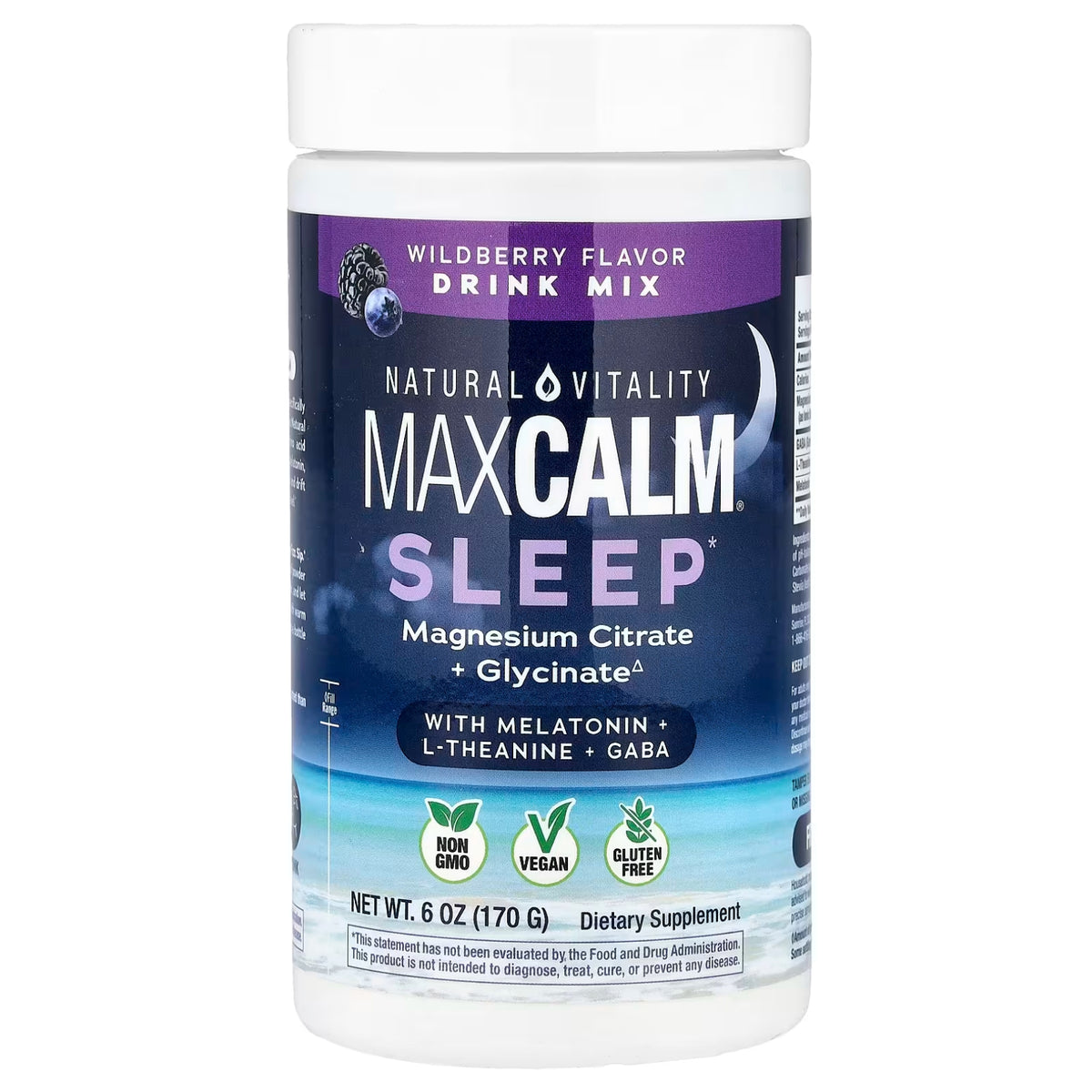 Natural Vitality, MaxCalm®, Sleep Drink Mix, Wildberry Flavor, 6 oz (170 g) powder UPC 875534002260 | Hilife Vitamins