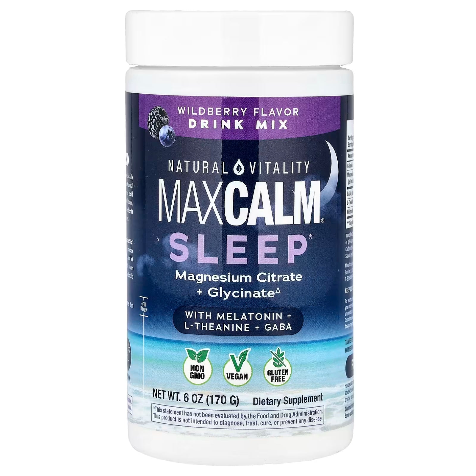 Natural Vitality, MaxCalm®, Sleep Drink Mix, Wildberry Flavor, 6 oz (170 g) powder UPC 875534002260 | Hilife Vitamins