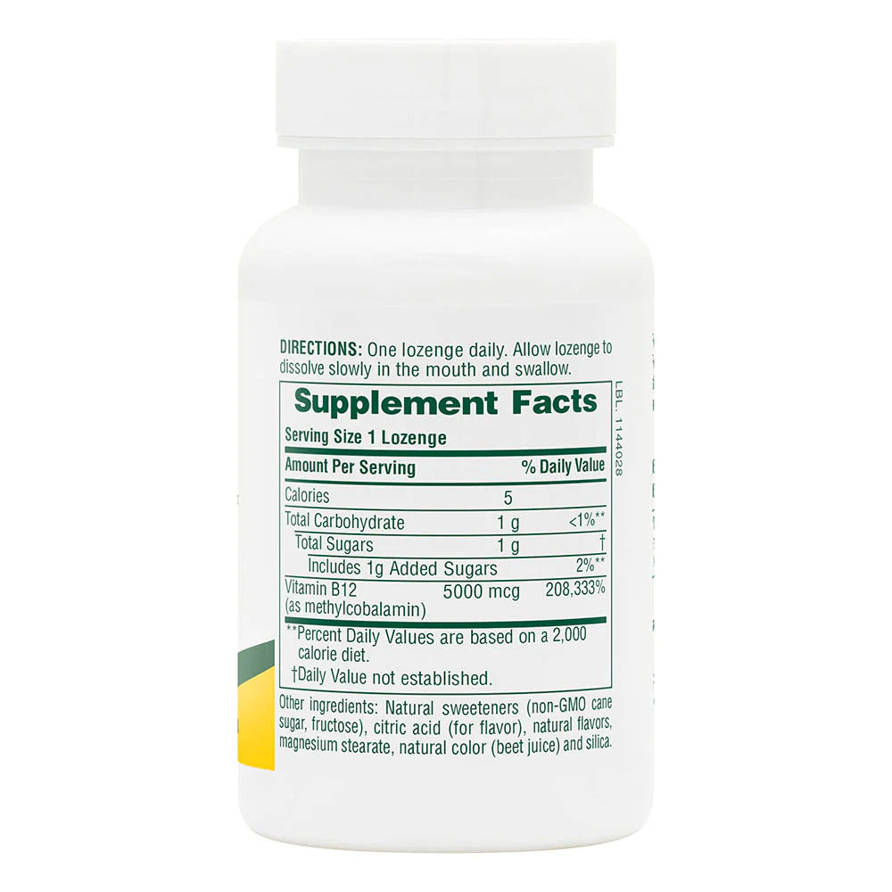 Nature's Plus, Shot-O-B12, 5000 Mcg, 30 Lozenges UPC 097467017337 | Hilife Vitamins