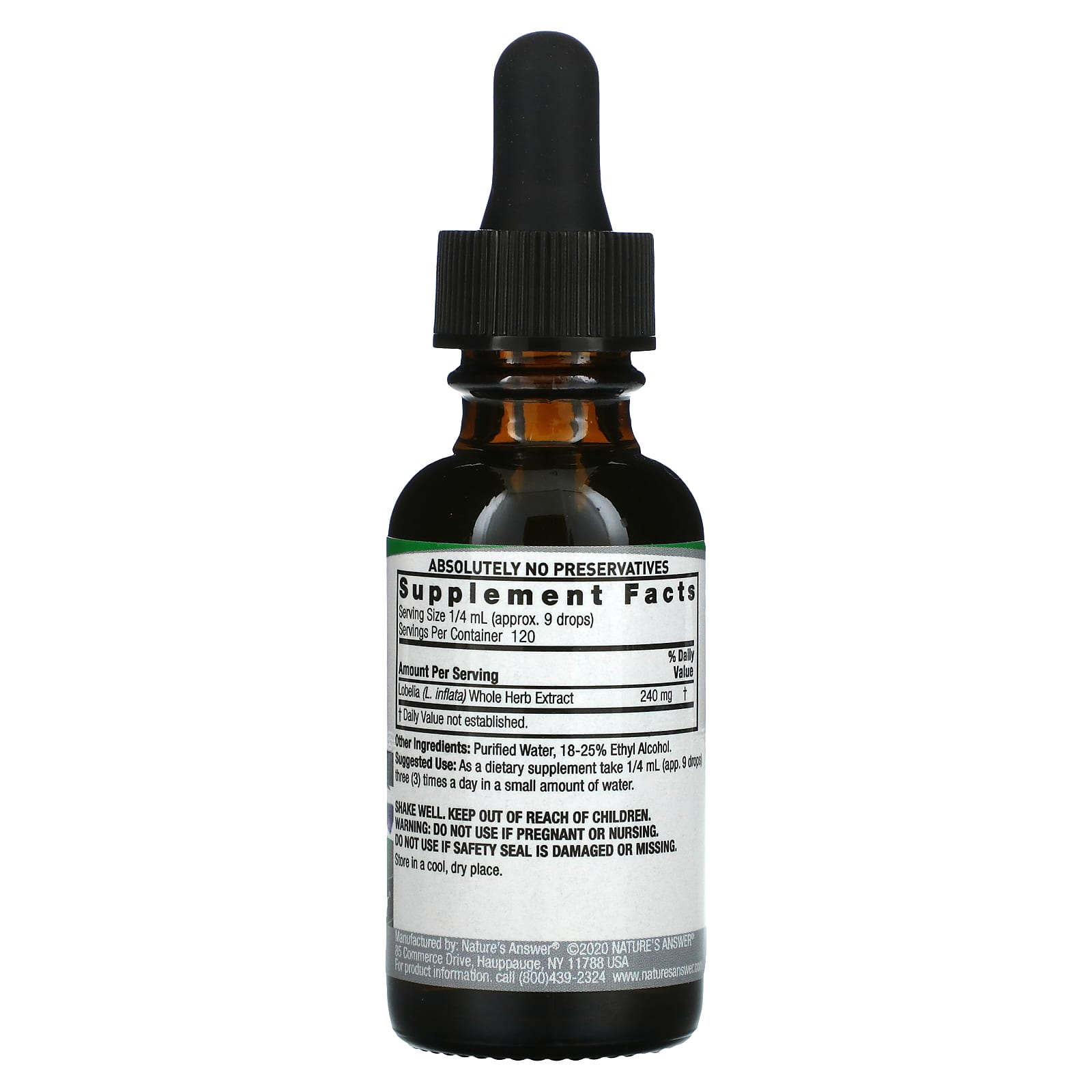 Nature’s Answer, Lobelia Inflata Herb Extract, 1 Oz UPC 083000003882 | Hilife Vitamins