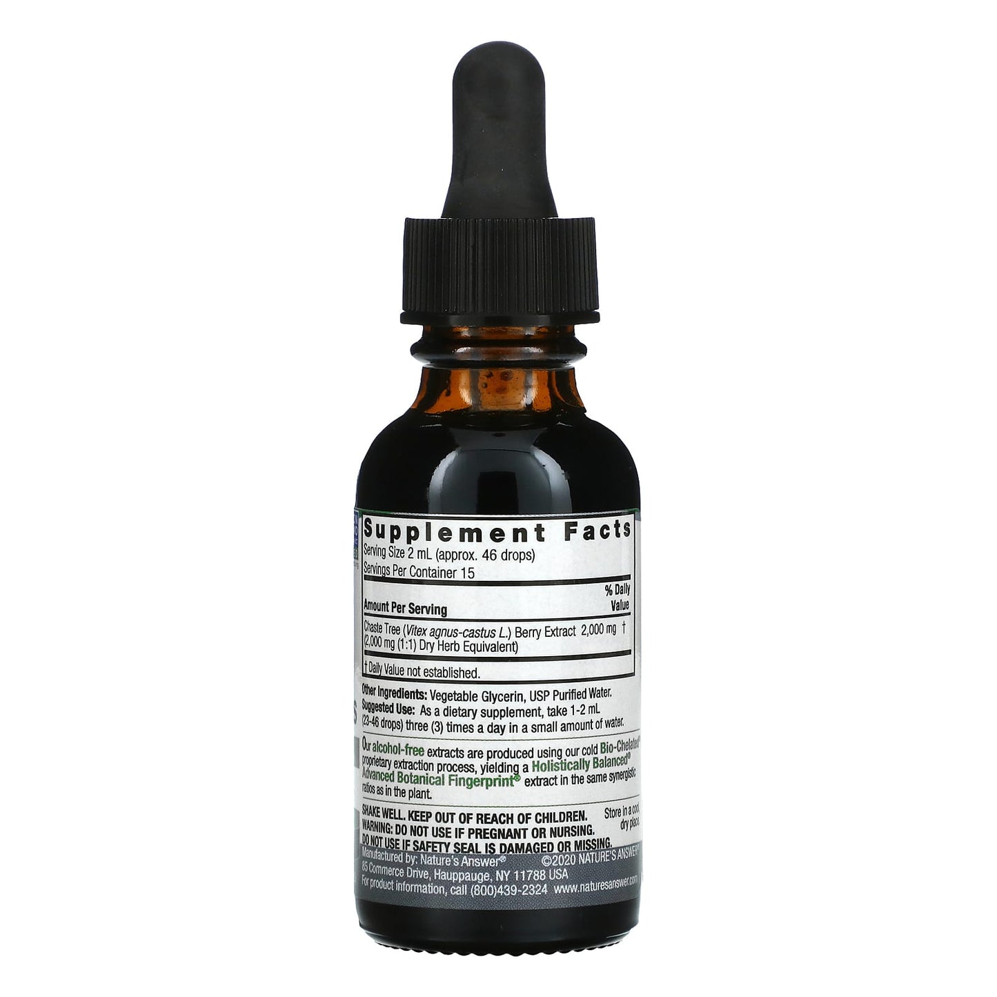 Nature’s Answer, Chaste Berry/Vitex Alcohol Free Extract, 1 Oz UPC 083000005923 | Hilife Vitamins