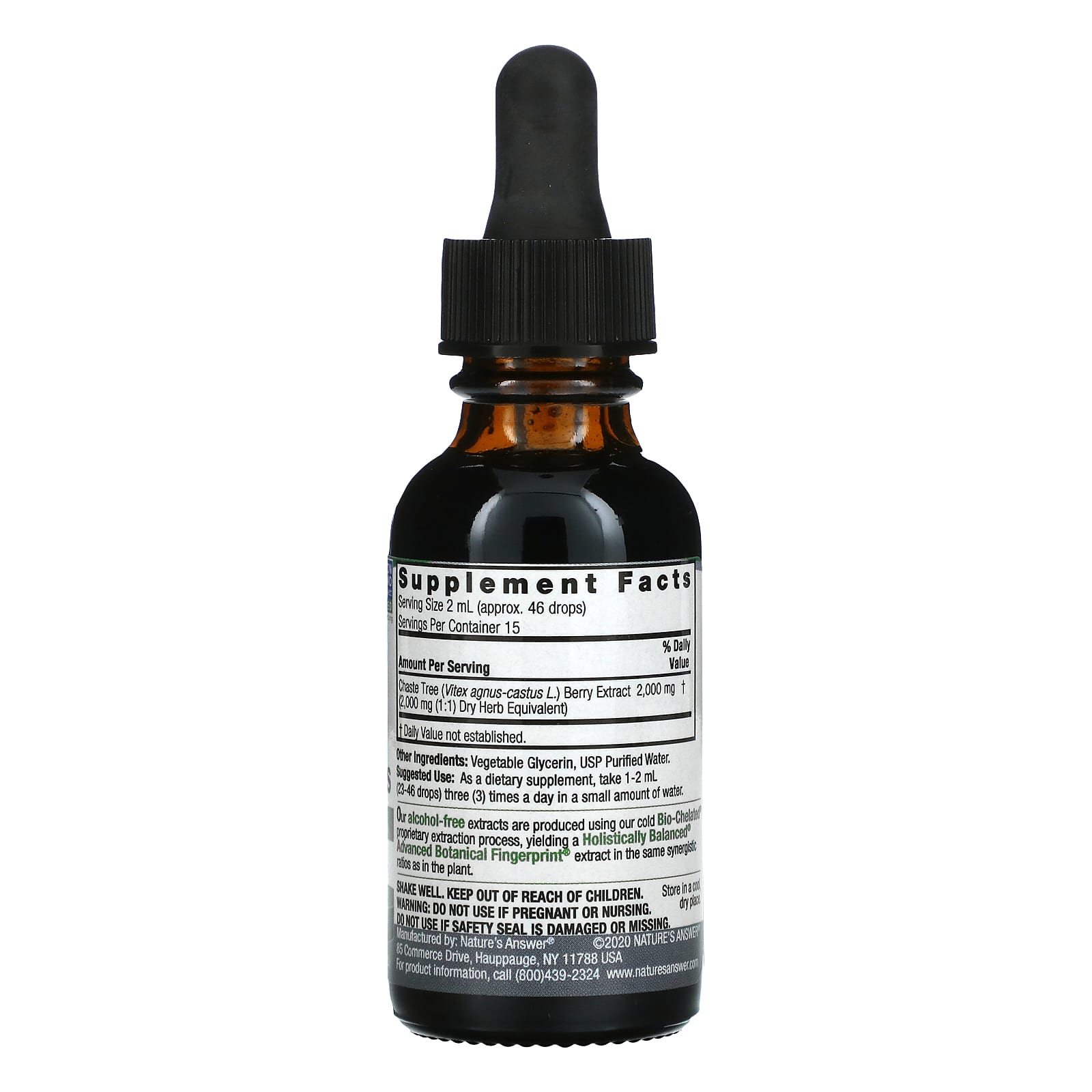 Nature’s Answer, Chaste Berry/Vitex Alcohol Free Extract, 1 Oz UPC 083000005923 | Hilife Vitamins
