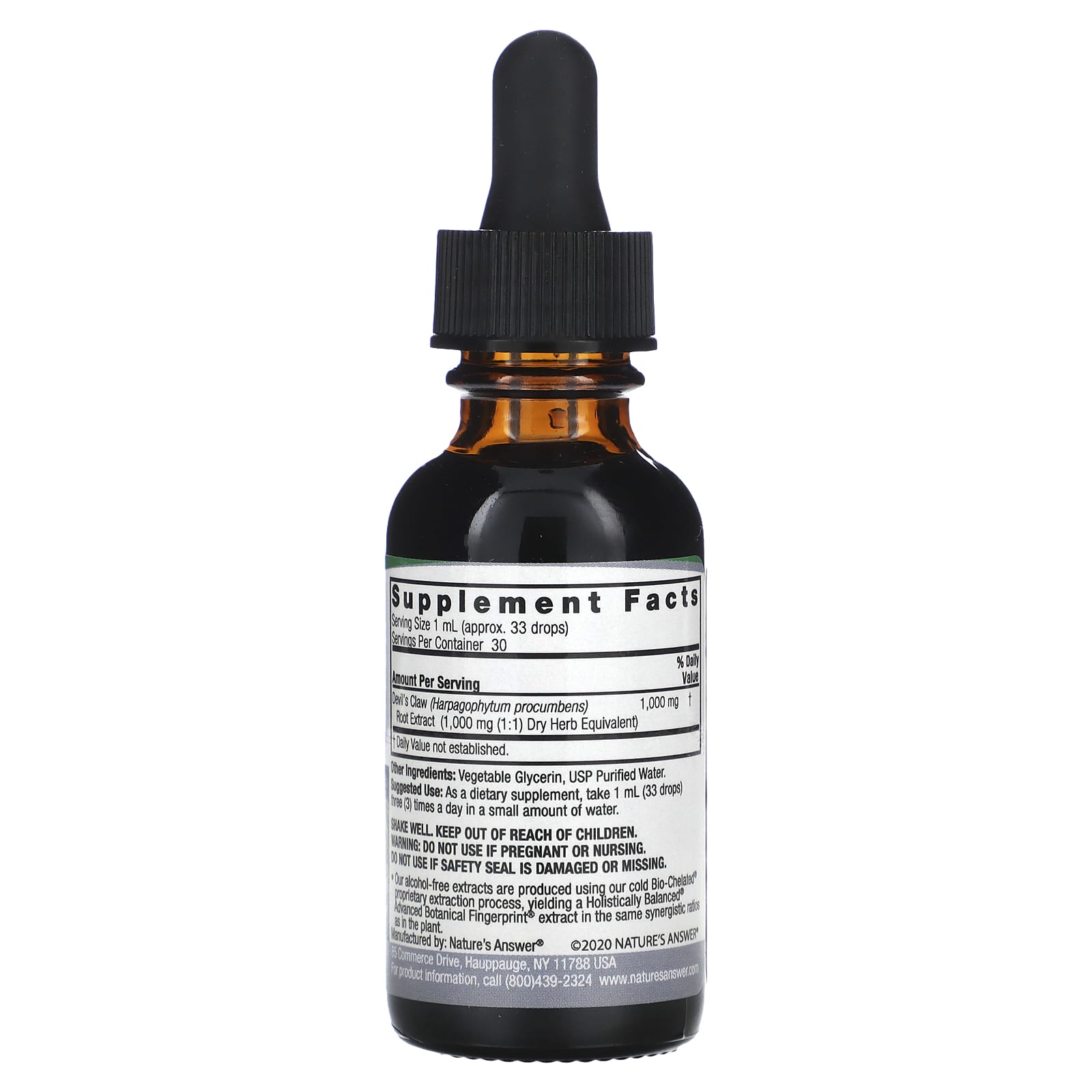 Nature’s Answer, Devil's Claw Alcohol Free Extract, 1 Oz UPC 083000006081 | Hilife Vitamins