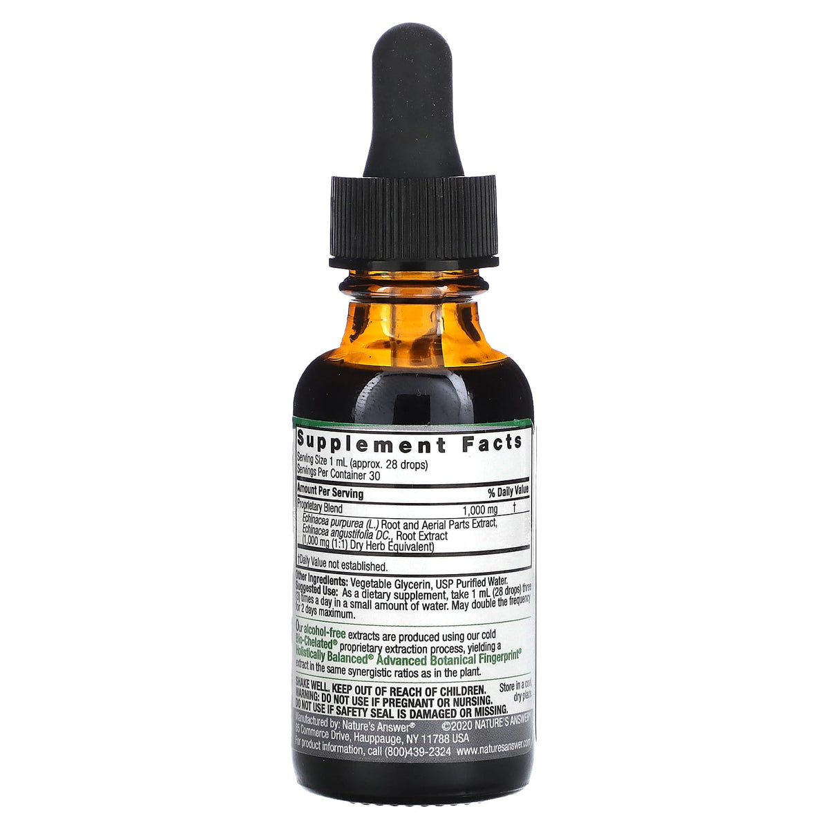 Nature’s Answer, Echinacea Alcohol Free Extract, 1 Oz Ounces UPC 083000006128 | Hilife Vitamins
