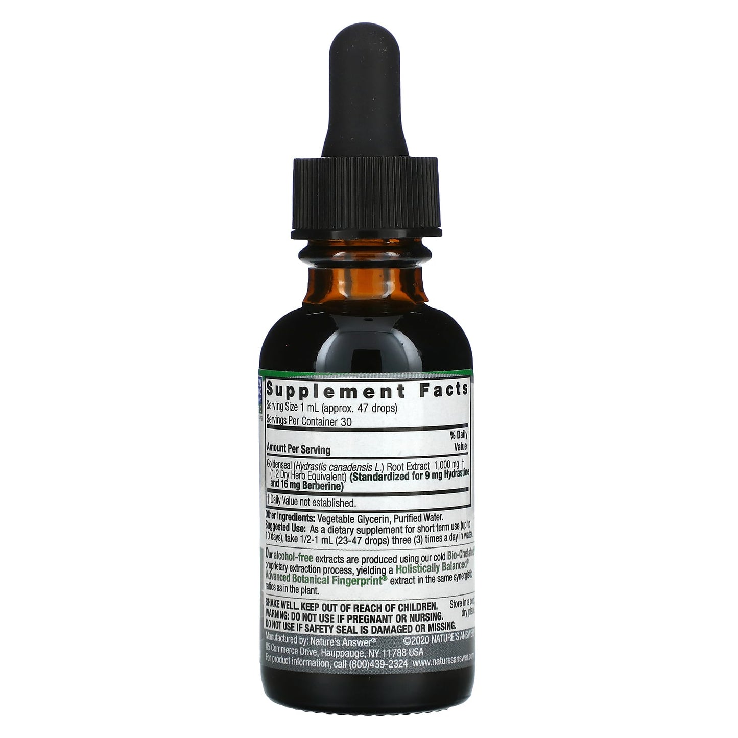 Nature’s Answer, Goldenseal Root Alcohol Free Extract, 1 Oz UPC 083000006289 | Hilife Vitamins