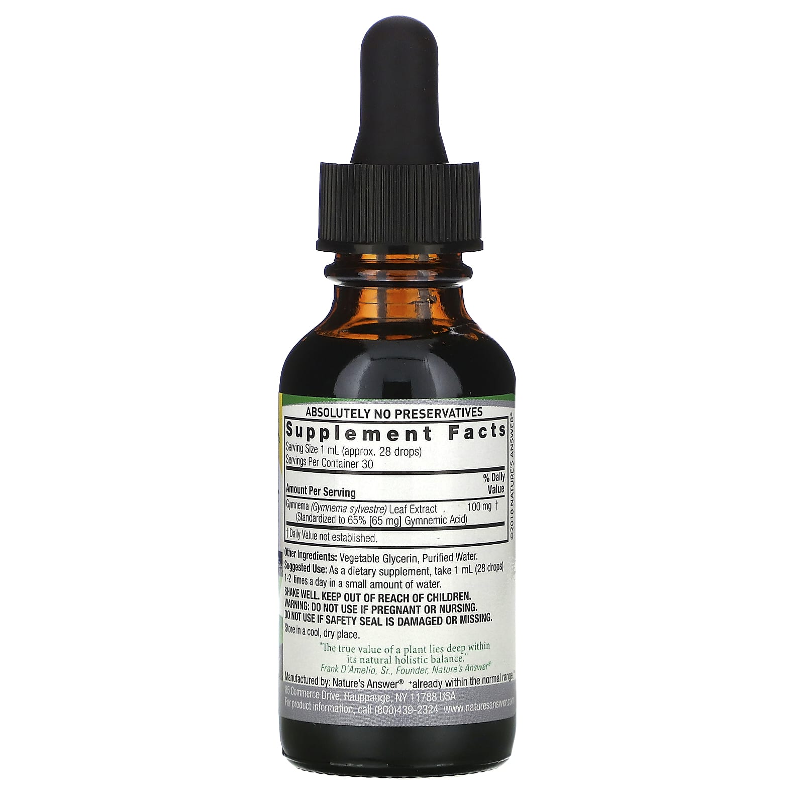 Nature’s Answer, Gymnema Leaf Extract Alcohol Free, 1 Oz Liquid UPC 083000006319 | Hilife Vitamins