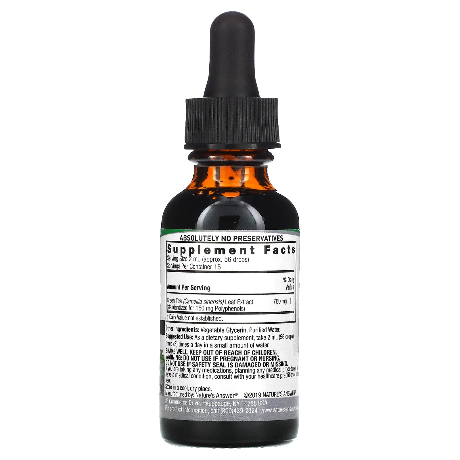 Nature’s Answer, Green Tea Extract Alcohol Free Extract, 1 Oz UPC 083000006333 | Hilife Vitamins