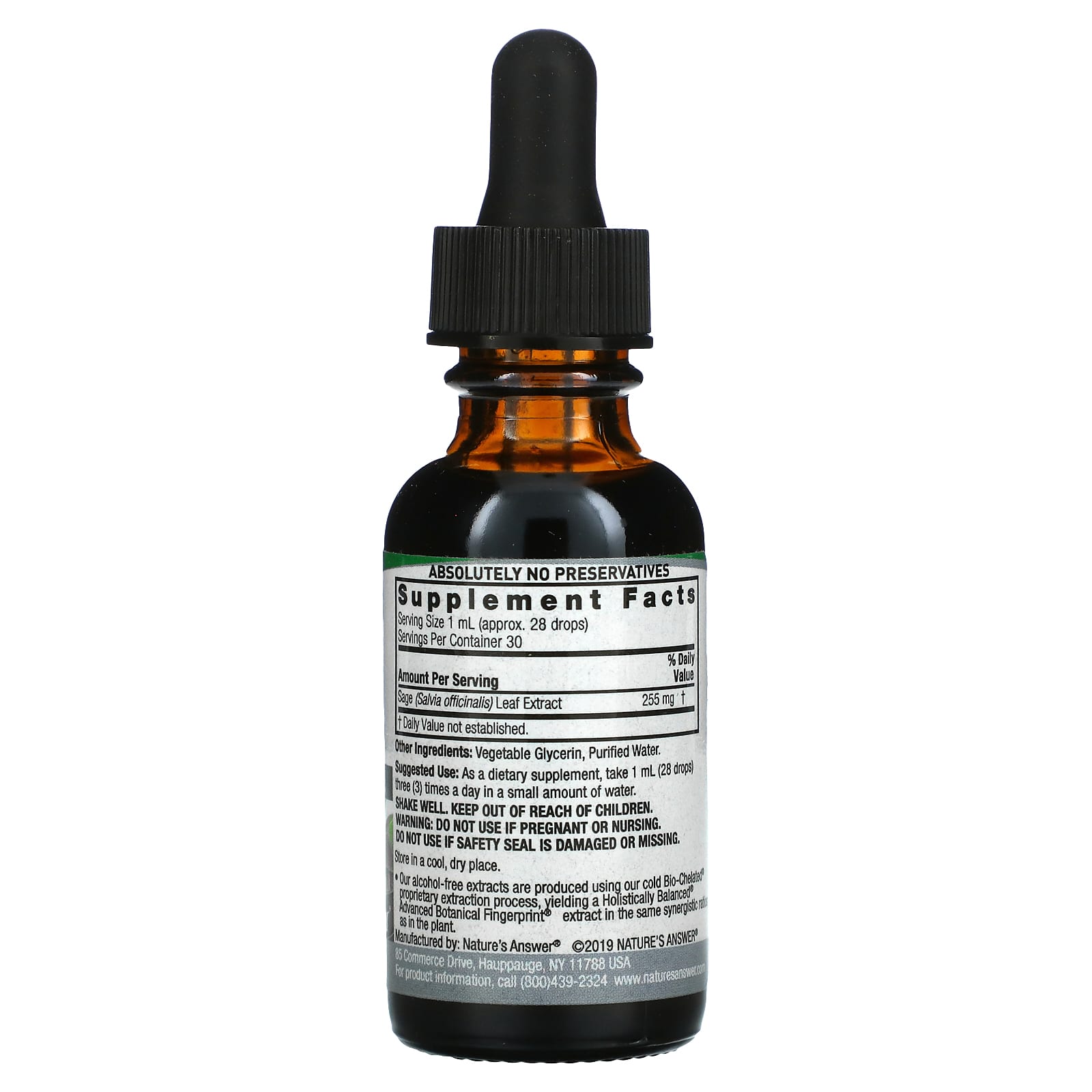 Nature’s Answer, Sage Alcohol Free Extract, 1 Oz UPC 083000006647 | Hilife Vitamins