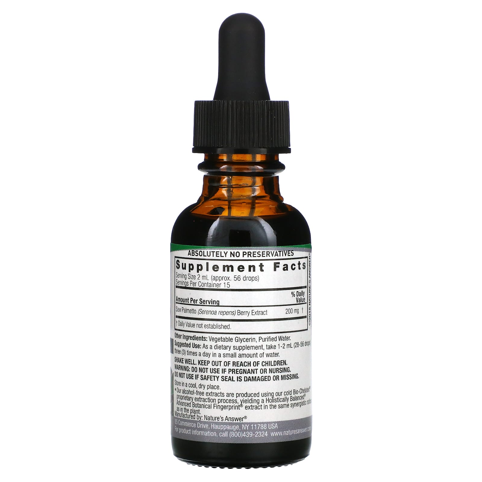 Nature’s Answer, Saw Palmetto Berry Alcohol Free Extract, 1 Oz UPC 083000006685 | Hilife Vitamins