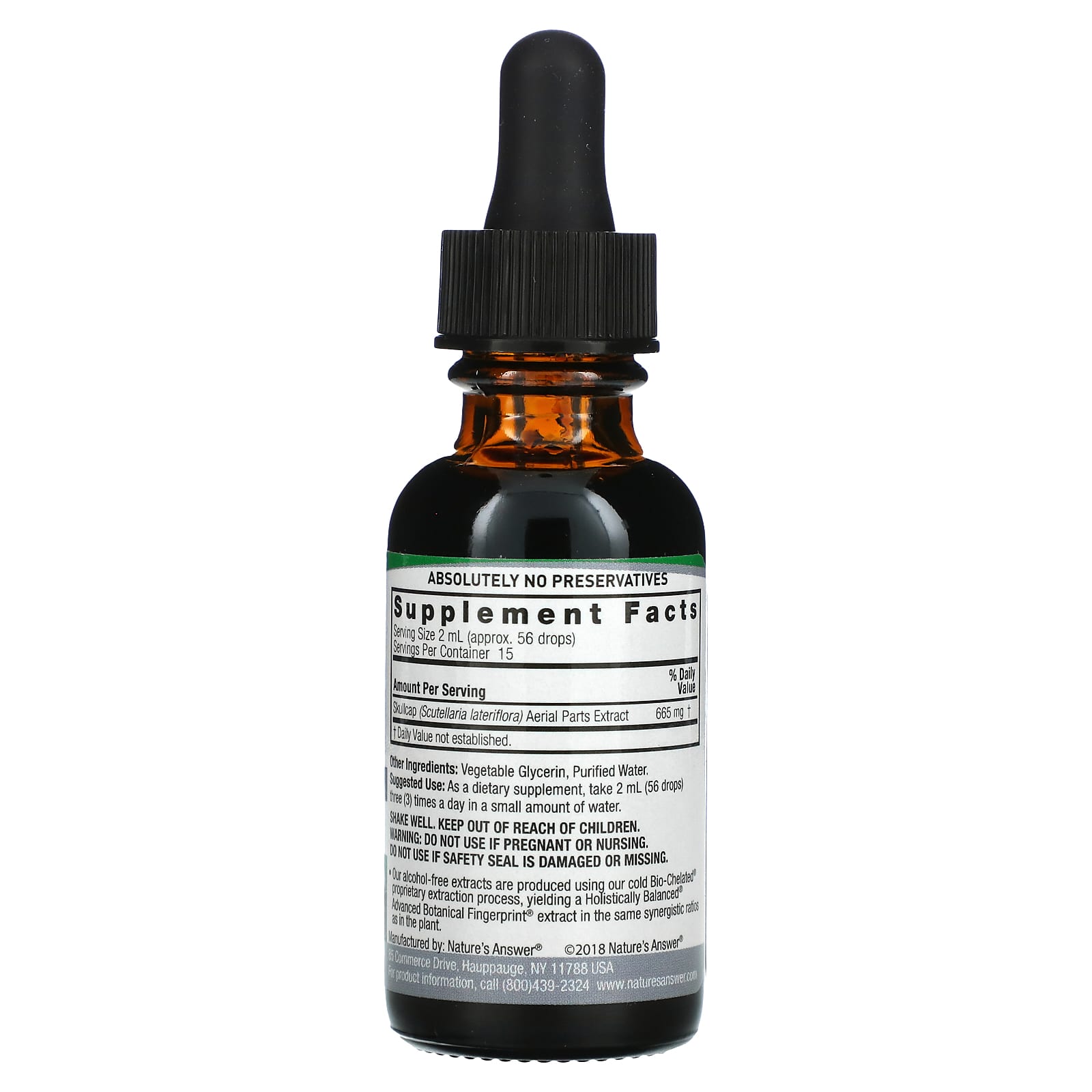 Nature’s Answer, Skullcap Herb Alcohol Free Extract, 1 Oz UPC 083000006722 | Hilife Vitamins
