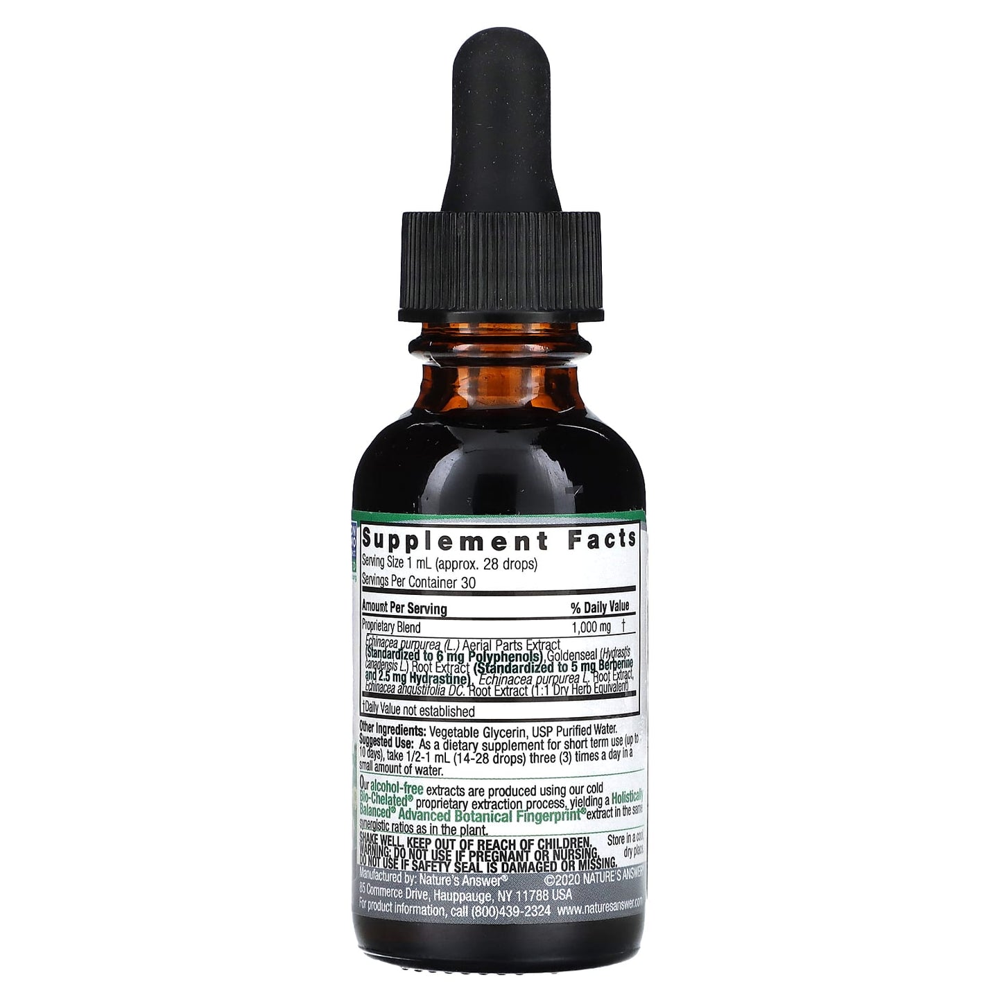 Nature’s Answer, Echinacea-Goldenseal Alcohol Free Extract, 1 Oz UPC 083000007590 | Hilife Vitamins