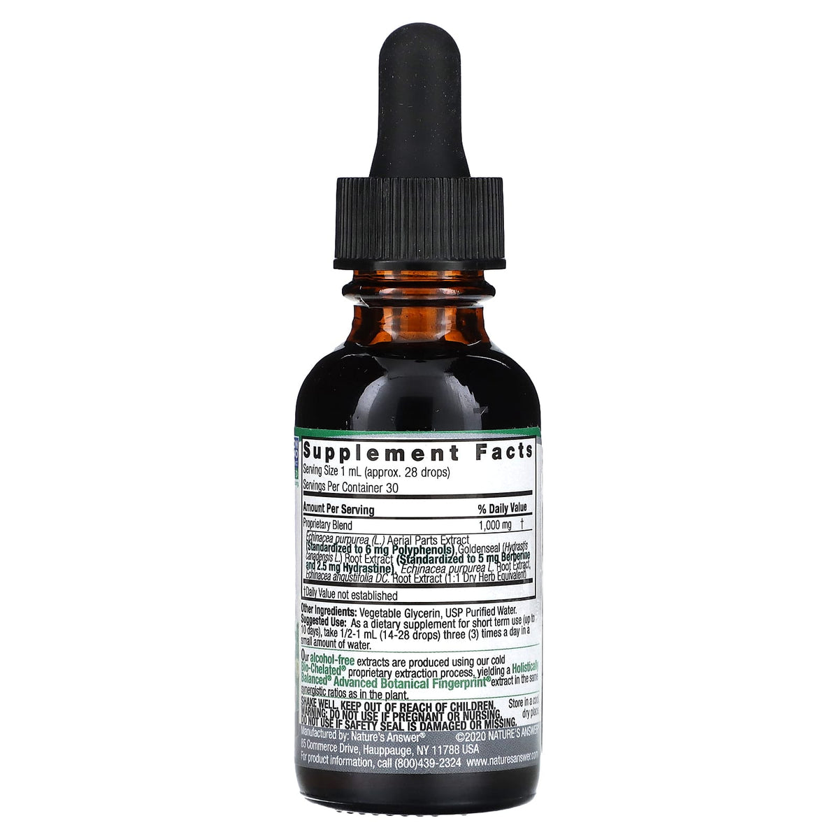 Nature’s Answer, Echinacea-Goldenseal Alcohol Free Extract, 1 Oz UPC 083000007590 | Hilife Vitamins