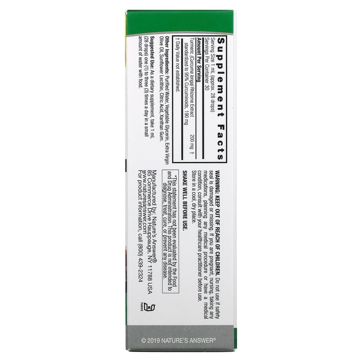 Nature’s Answer, Turmeric-3, Alcohol-Free, 1 fl oz (30 ml) UPC 083000009013 | Hilife Vitamins