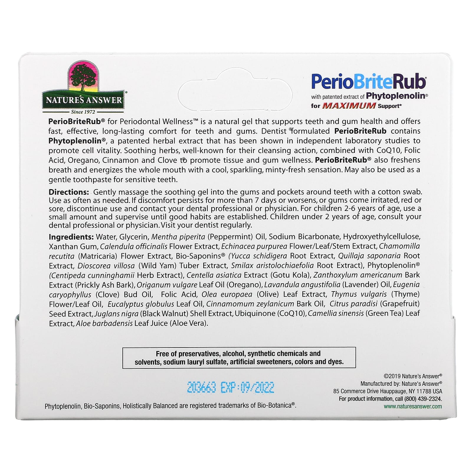 Nature’s Answer, Periobrite Rub Topical Analgesic, 0.5 Oz .5 OZ UPC 083000016424 | Hilife Vitamins