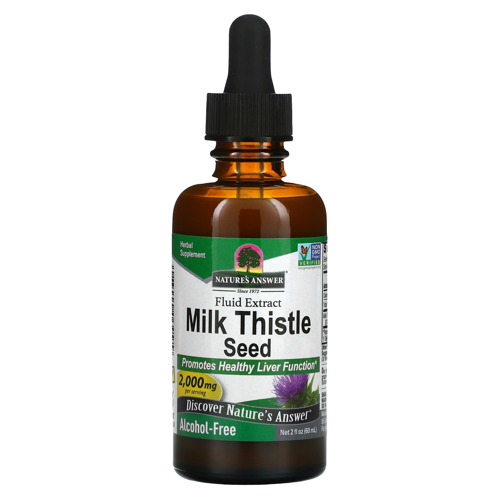 Nature's Answer, Milk Thistle Seed, Fluid Extract, Alcohol-Free, 2,000 mg, 2 fl oz (60 ml) UPC 083000064579 | Hilife Vitamins