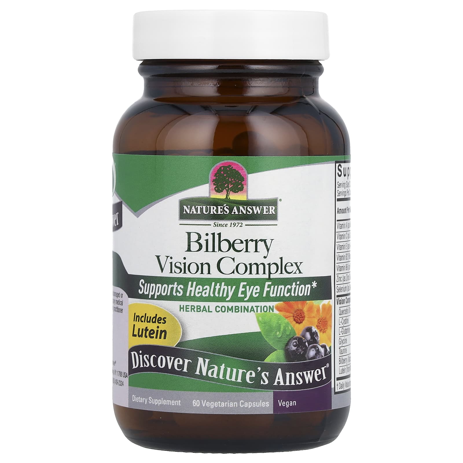 Nature’s Answer, Bilberry Vision Complex, 60 Vegetarian Capsules UPC 083000160110 | Hilife Vitamins