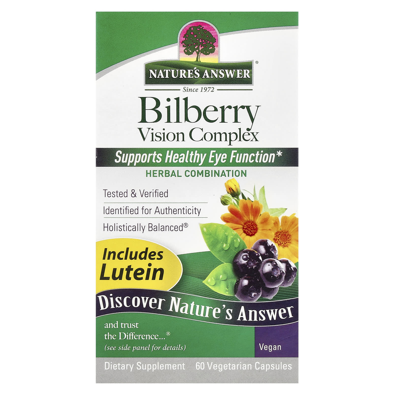 Nature’s Answer, Bilberry Vision Complex, 60 Vegetarian Capsules UPC 083000160110 | Hilife Vitamins