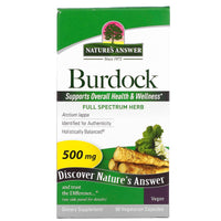 Nature’s Answer, Burdock, Full Spectrum Herb, 500 mg, 90 Vegetarian Capsules UPC 083000161346 | Hilife Vitamins