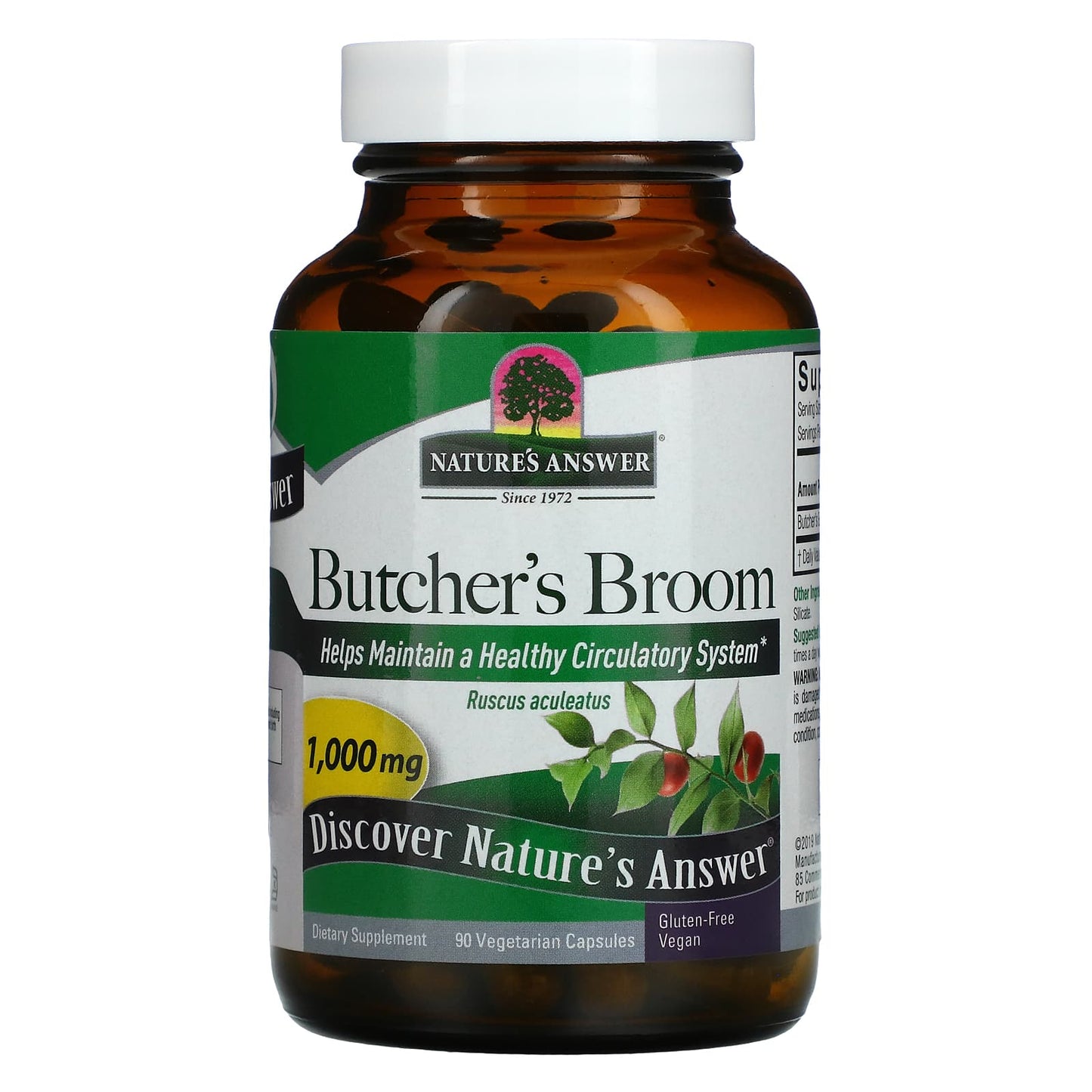 Nature’s Answer, Butchers Broom Root, 90 Capsules UPC 083000161384 | Hilife Vitamins