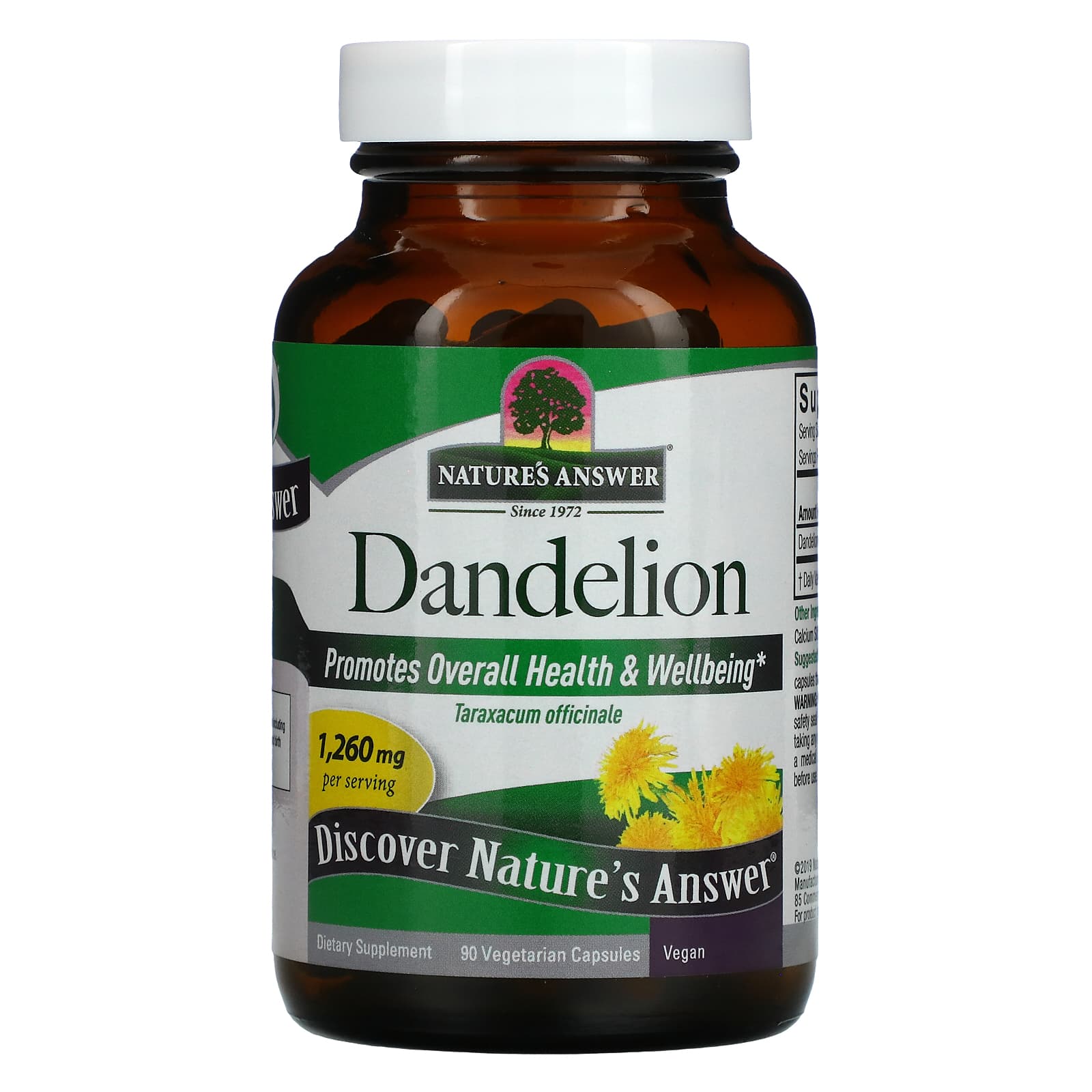 Nature’s Answer, Dandelion Root, 90 Capsules UPC 083000161667 | Hilife Vitamins