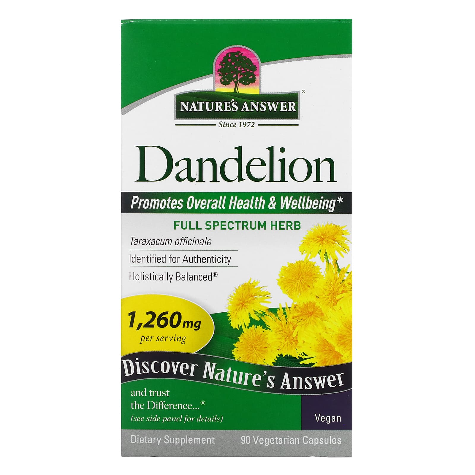 Nature’s Answer, Dandelion Root, 90 Capsules UPC 083000161667 | Hilife Vitamins